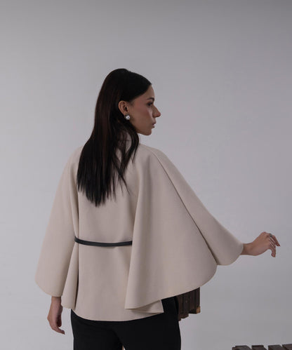 The Pearl Accent High-Neck Cape (Grey)