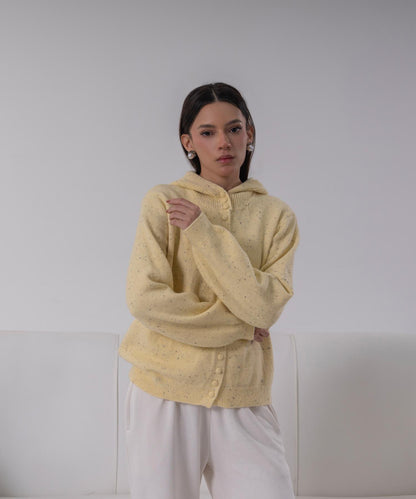 Soft Butter Flecked Hooded Cardigan
