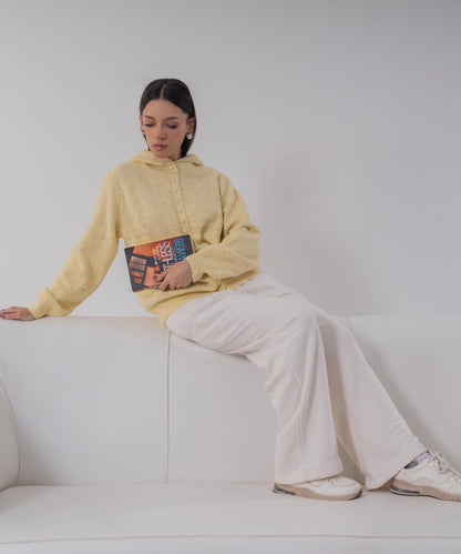 Soft Butter Flecked Hooded Cardigan