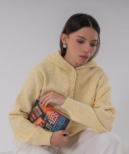 Soft Butter Flecked Hooded Cardigan