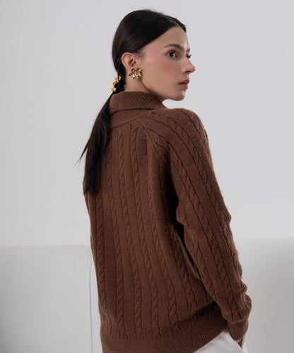 Cable-Knit Half-Zip Sweater