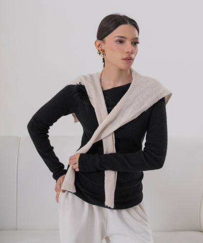 Black One-Off Shoulder Knit top