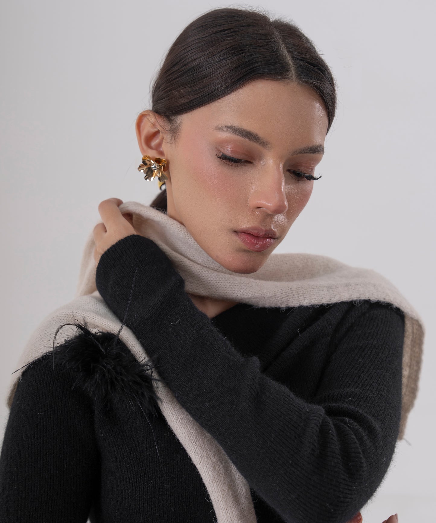 Black One-Off Shoulder Knit top