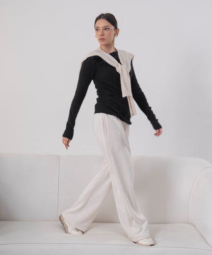 Black One-Off Shoulder Knit top