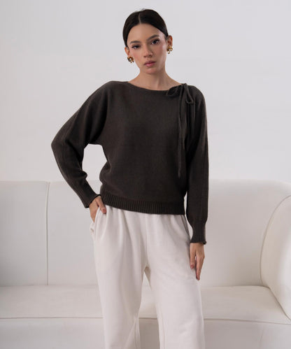 Wrap-Style Knit Sweater