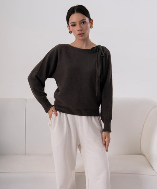 Wrap-Style Knit Sweater