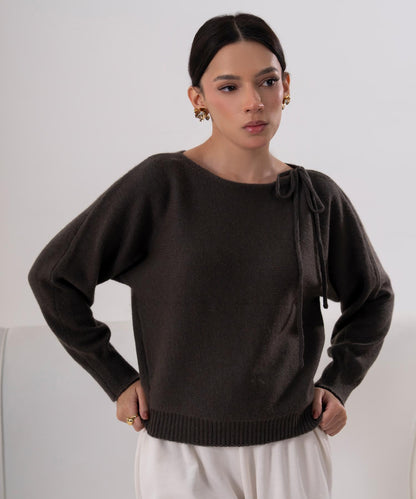 Wrap-Style Knit Sweater