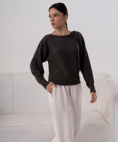 Wrap-Style Knit Sweater