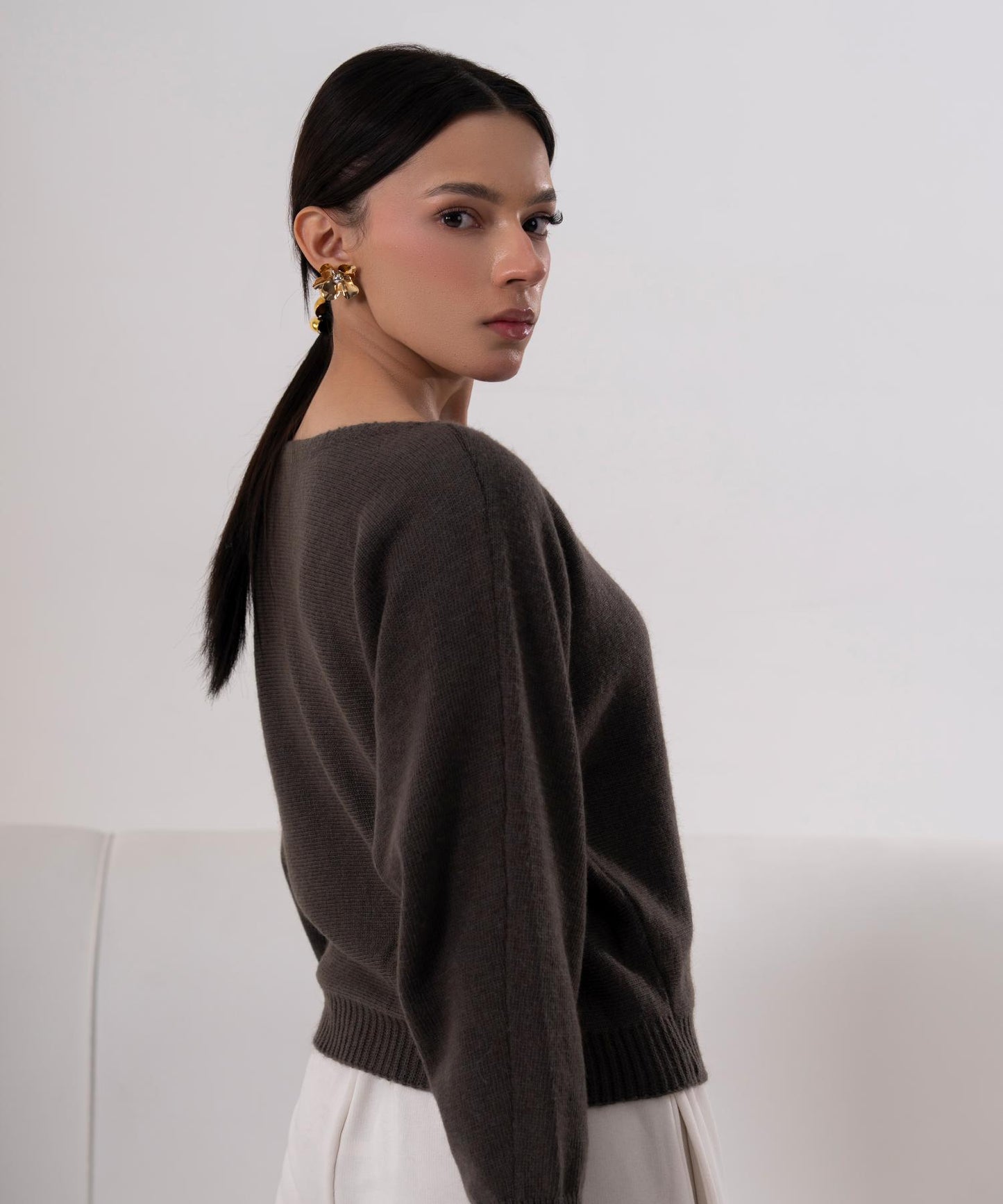 Wrap-Style Knit Sweater