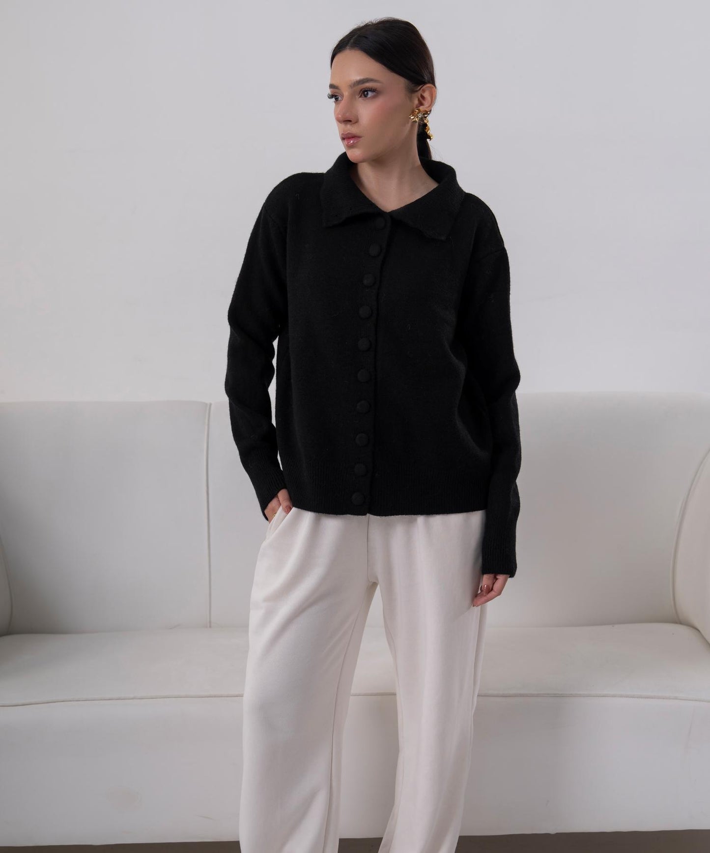 Classic Button-Front Knit Cardigan