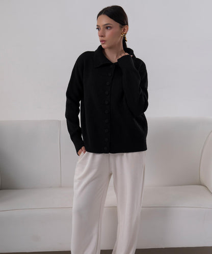 Classic Button-Front Knit Cardigan