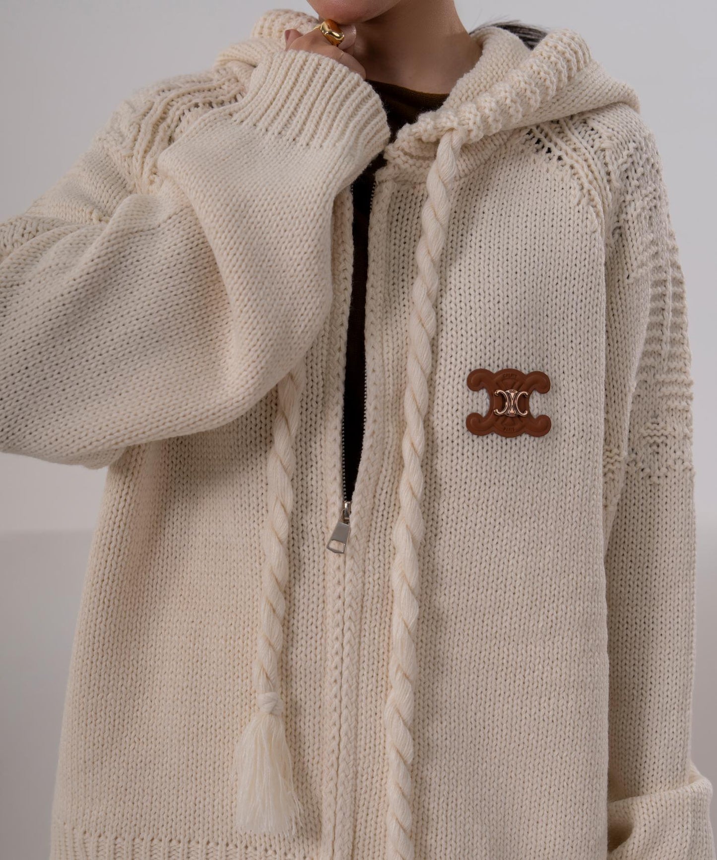 Cable Knit Hooded Cardigan