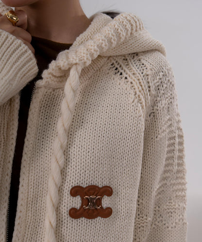 Cable Knit Hooded Cardigan