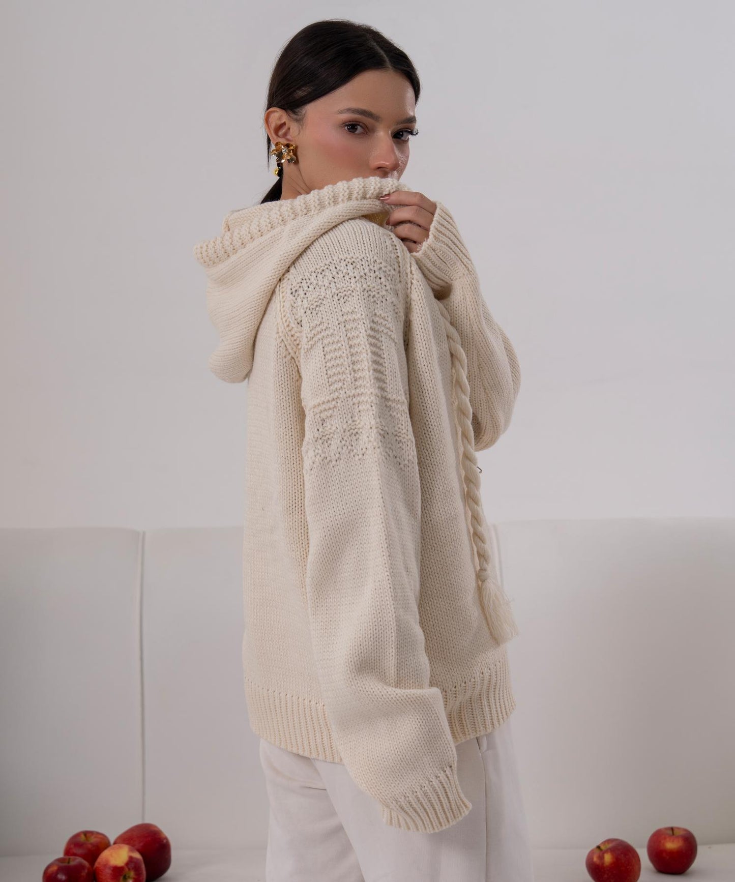 Cable Knit Hooded Cardigan