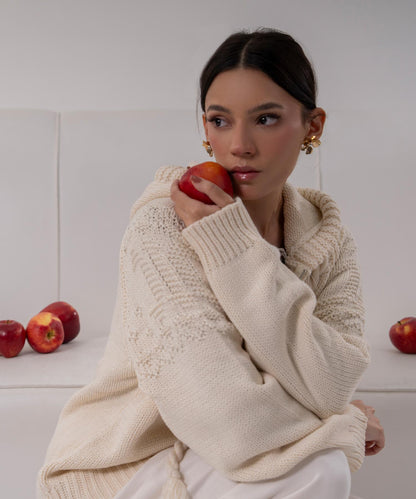 Cable Knit Hooded Cardigan