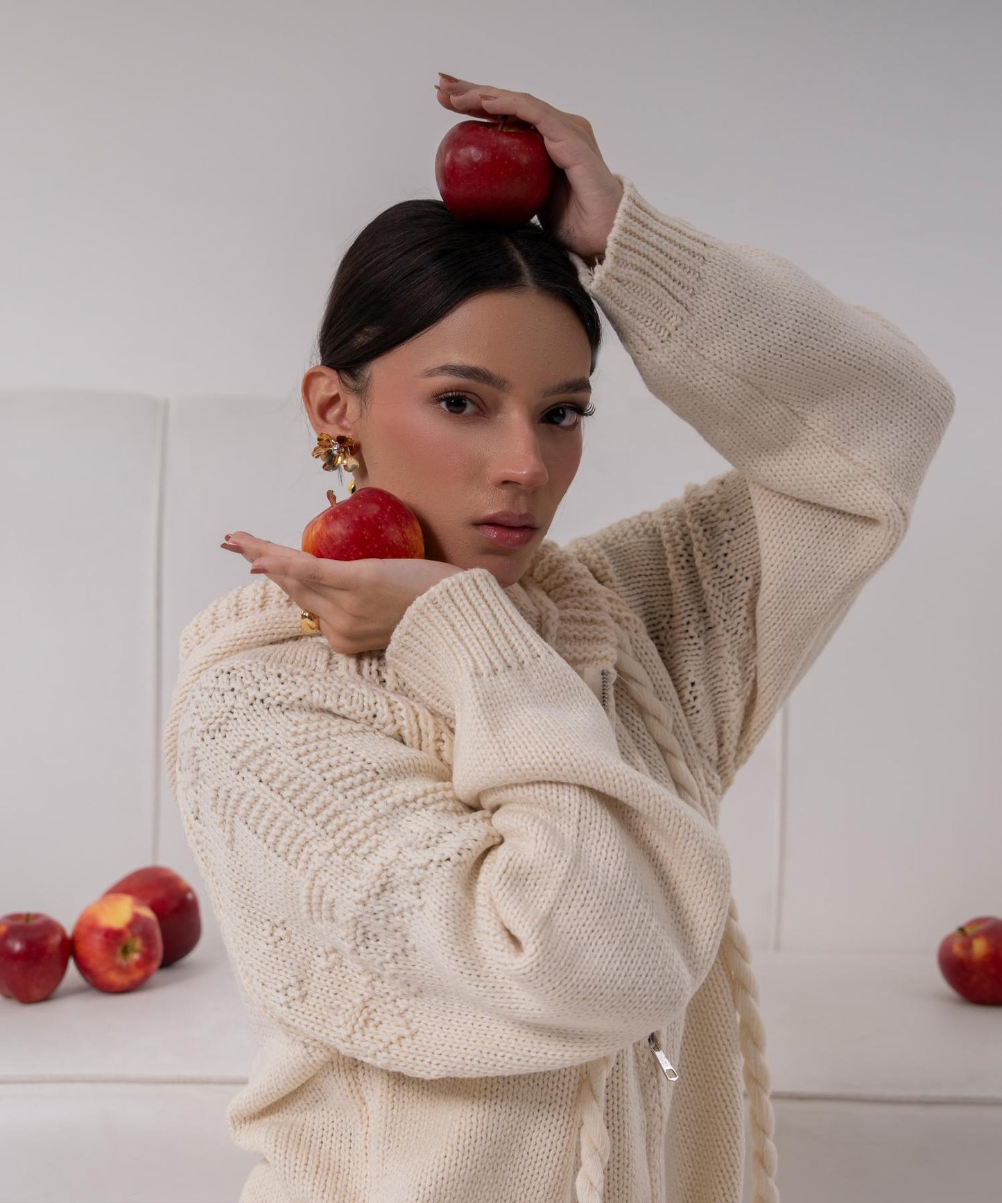 Cable Knit Hooded Cardigan