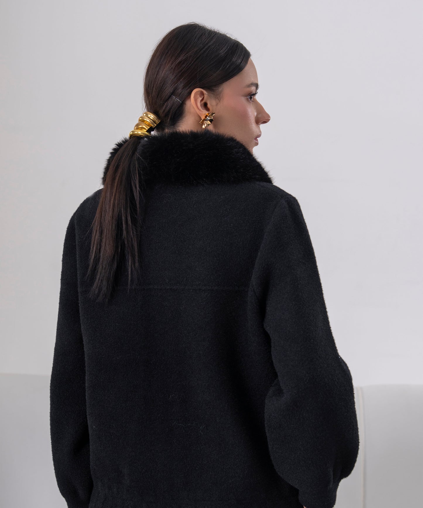 Midnight Faux Fur Collar Wool Coat