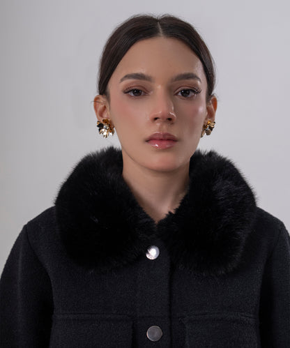 Midnight Faux Fur Collar Wool Coat