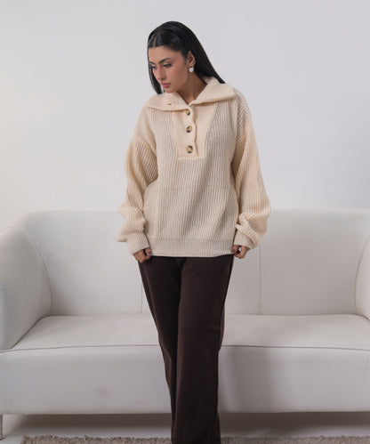 The Asymmetric Button-Neck Pullover