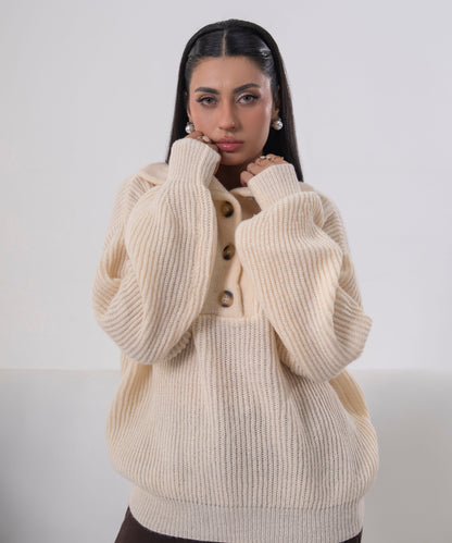 The Asymmetric Button-Neck Pullover