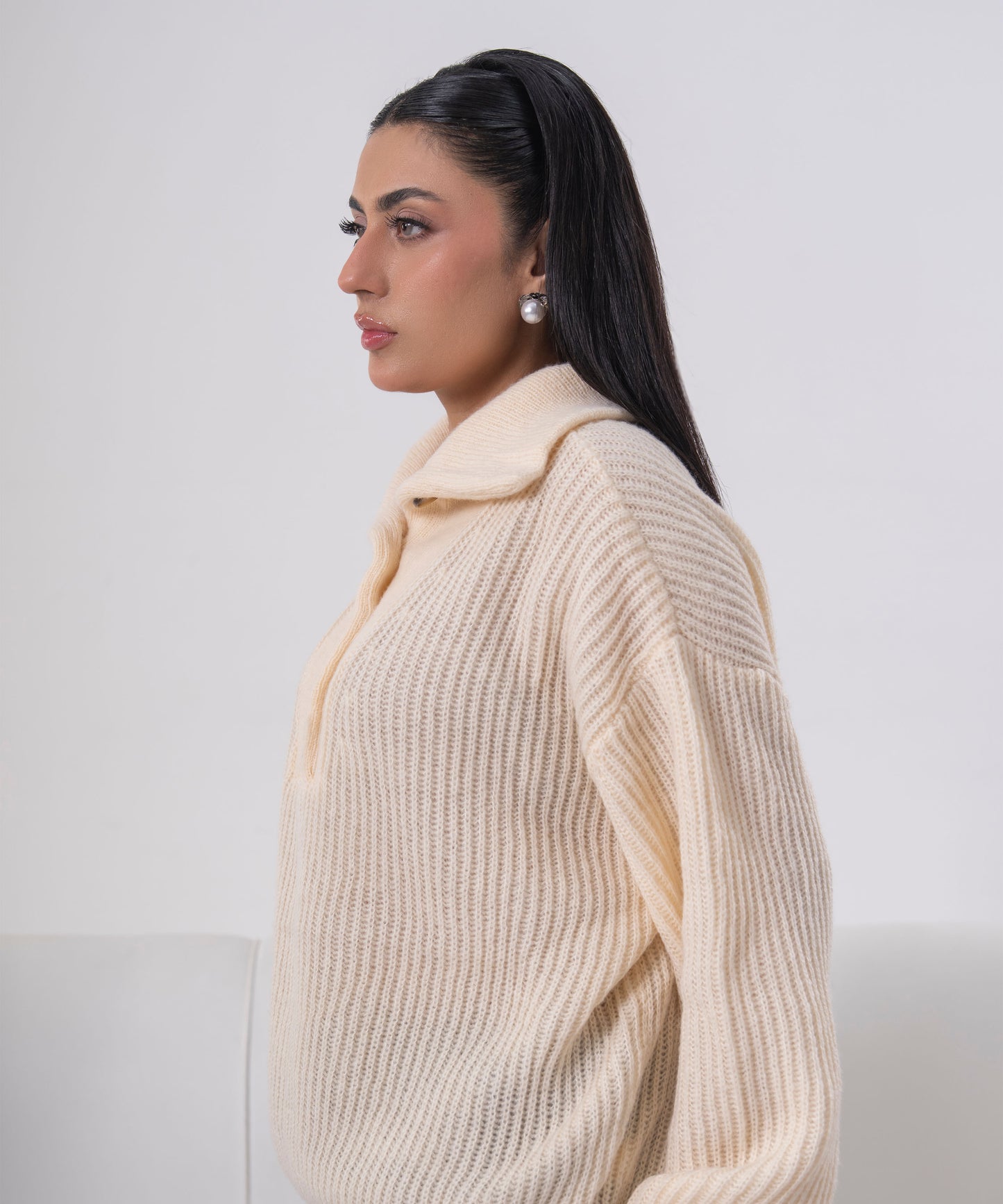 The Asymmetric Button-Neck Pullover