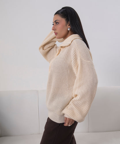 The Asymmetric Button-Neck Pullover