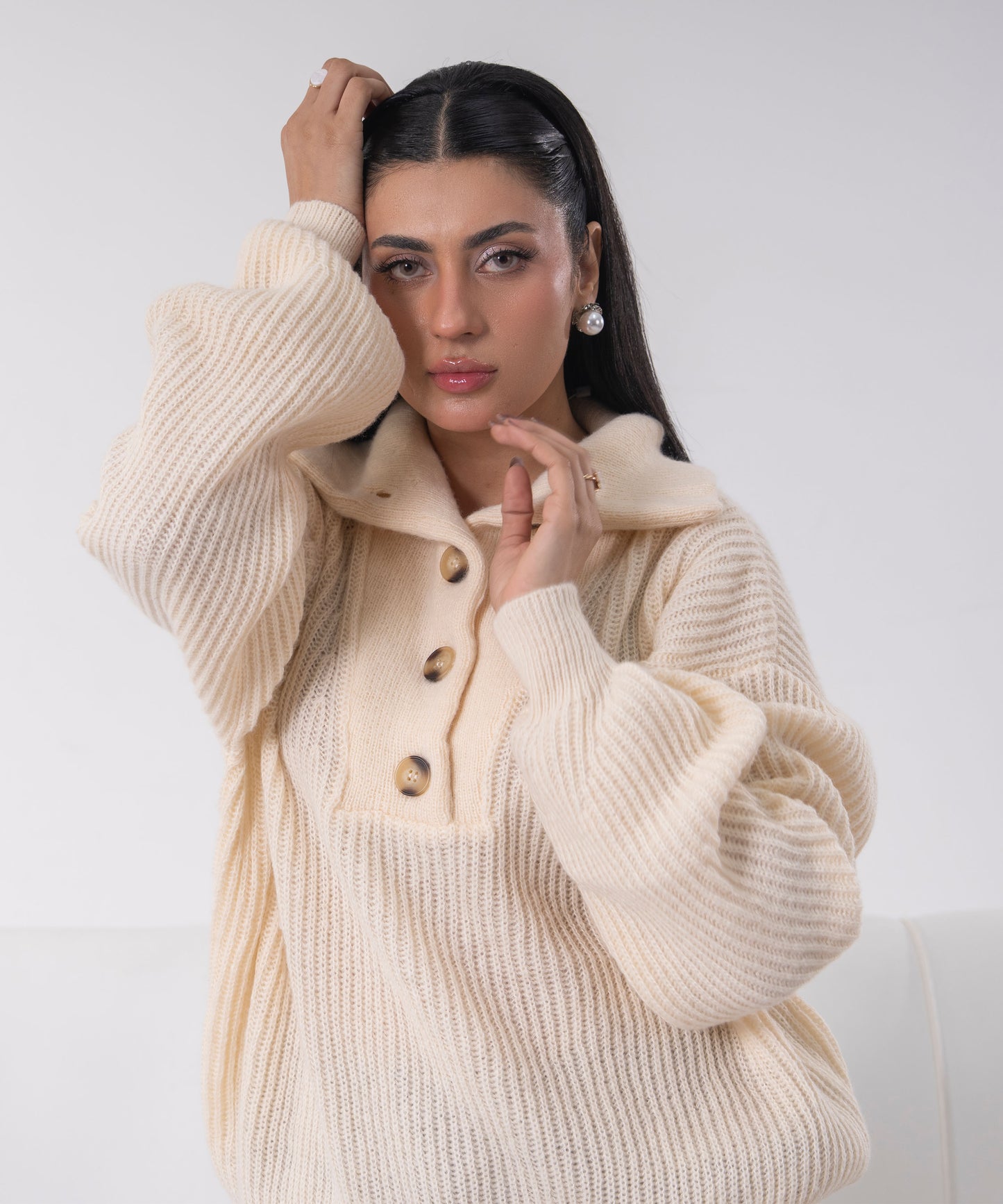 The Asymmetric Button-Neck Pullover