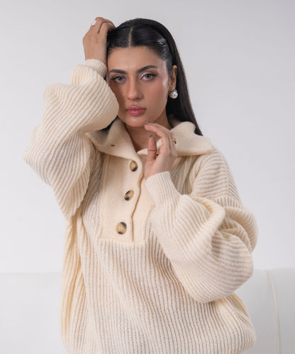 The Asymmetric Button-Neck Pullover