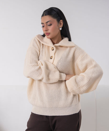The Asymmetric Button-Neck Pullover