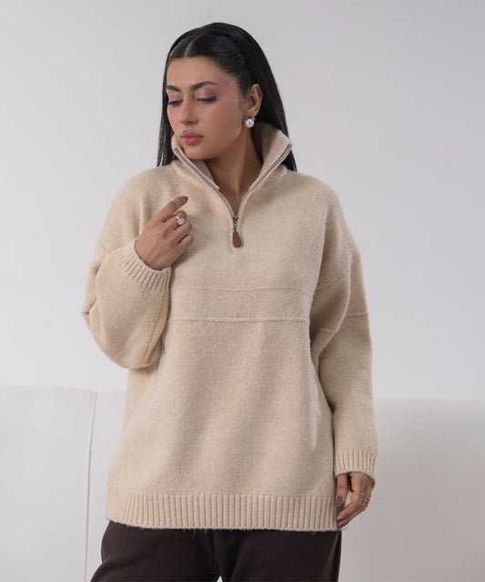 Quarter Zip Knitted Sweater