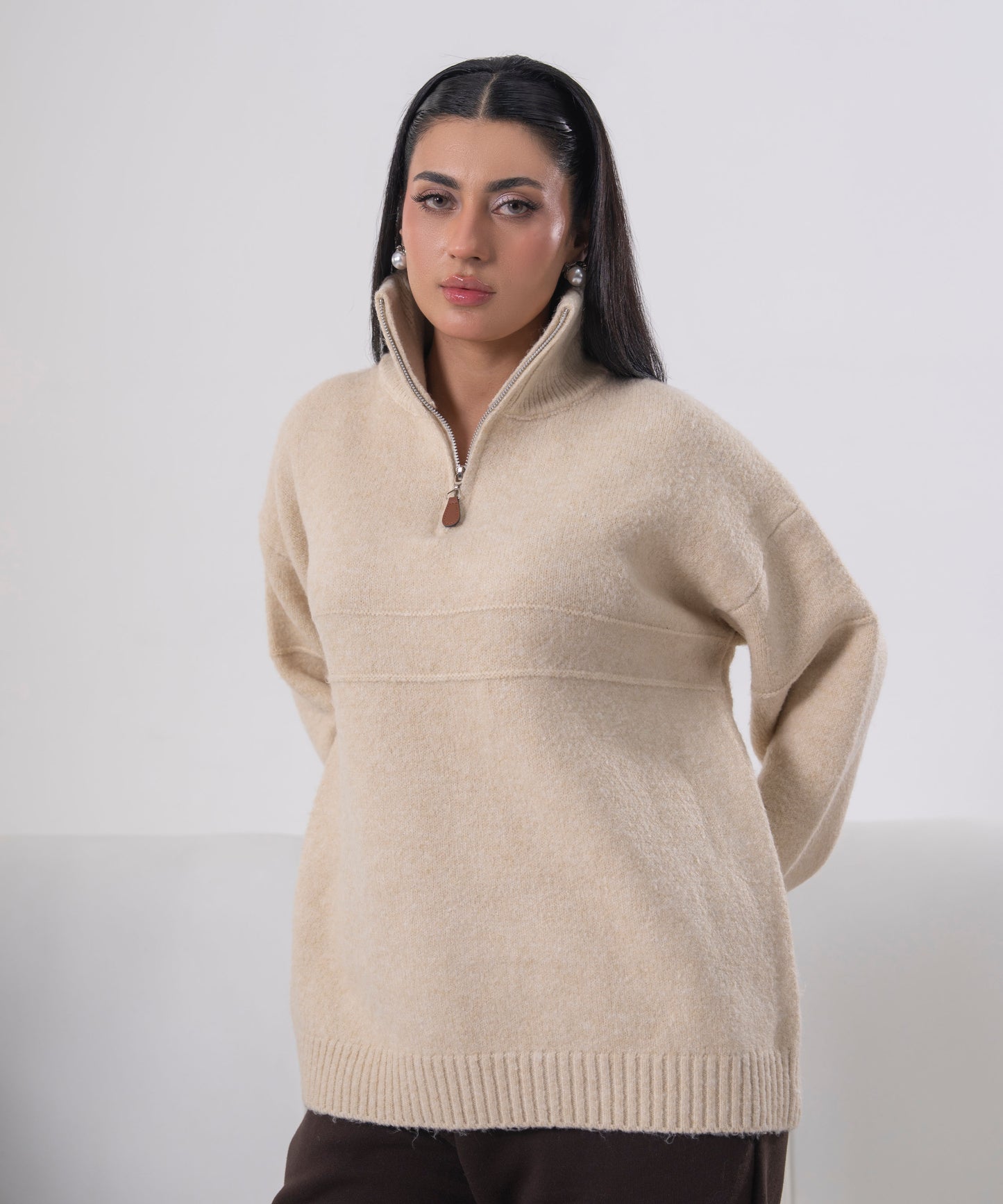 Quarter Zip Knitted Sweater