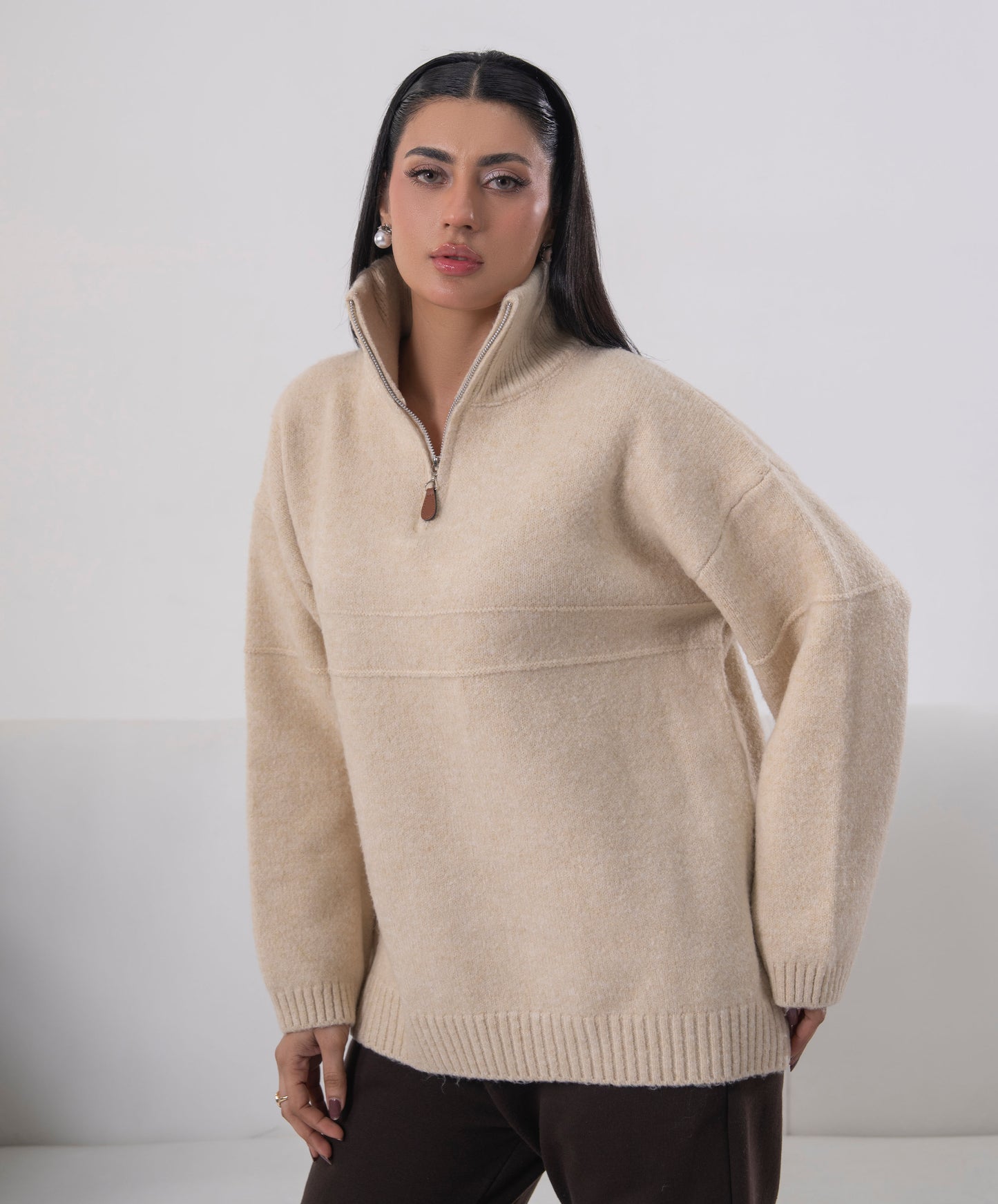 Quarter Zip Knitted Sweater