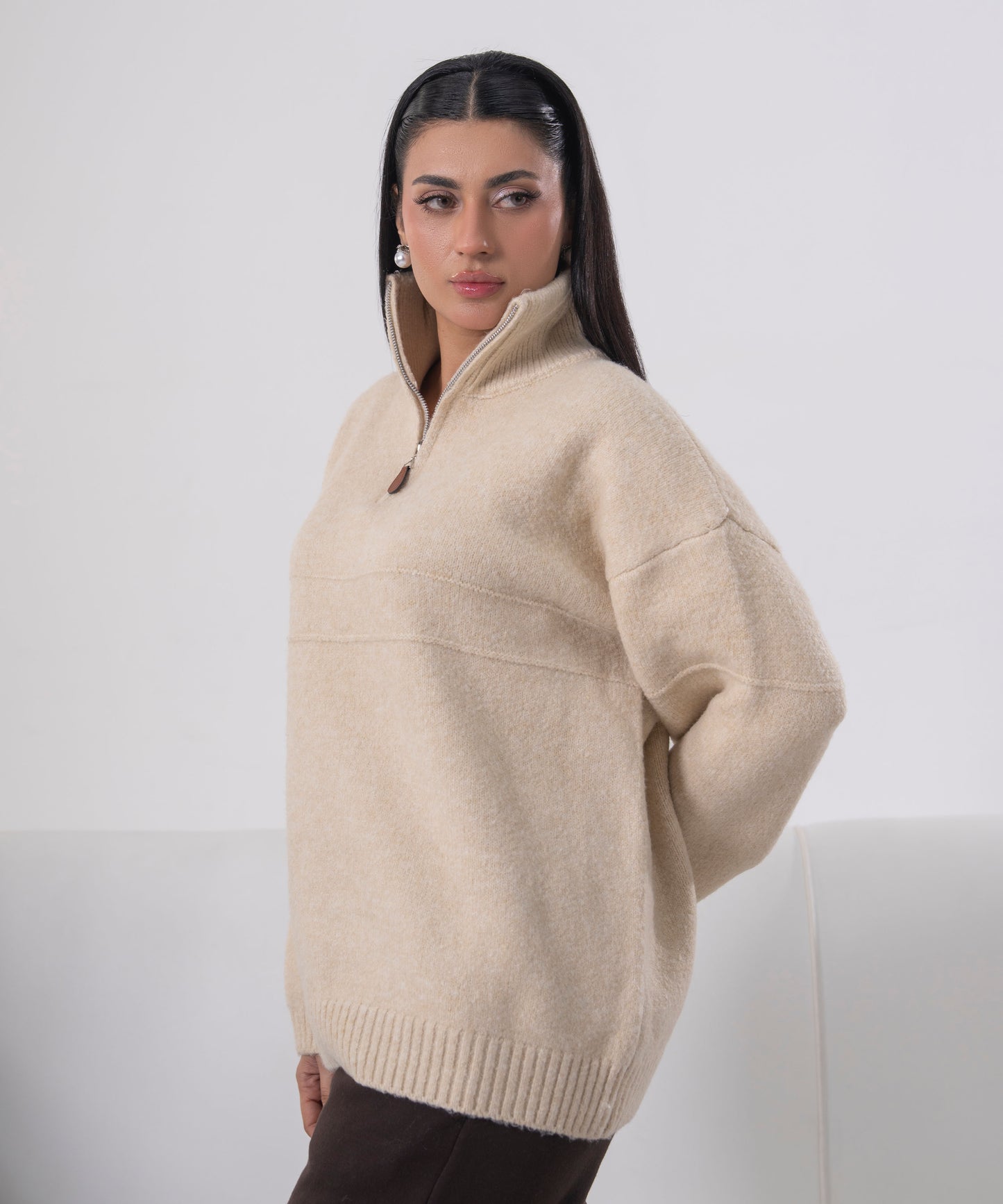 Quarter Zip Knitted Sweater