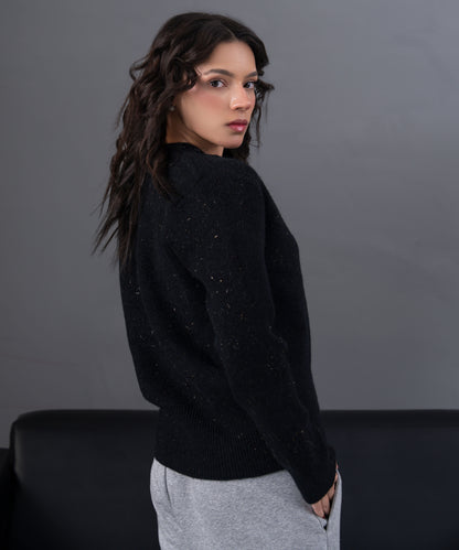 Black Embellished Knit Cardigan