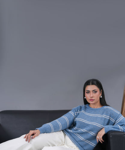 Striped Knit Shirt with Matching Scarf – 2-Piece Set