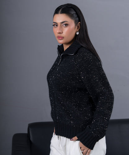 Shimmer Knit Jacket (Black)
