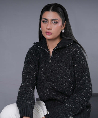 Shimmer Knit Jacket (Black)