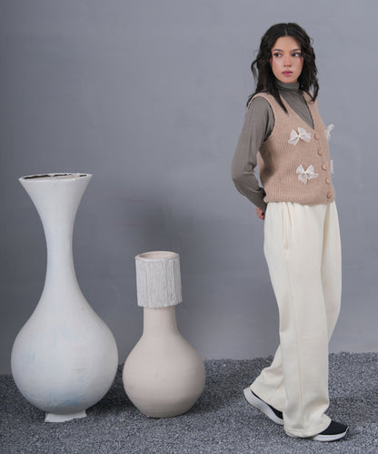 Bow-Detail Knit Vest – Warm Mocha