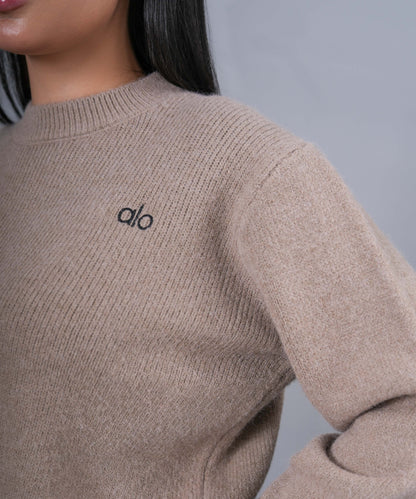 Sandstone Asymmetric Button Knit Pullover