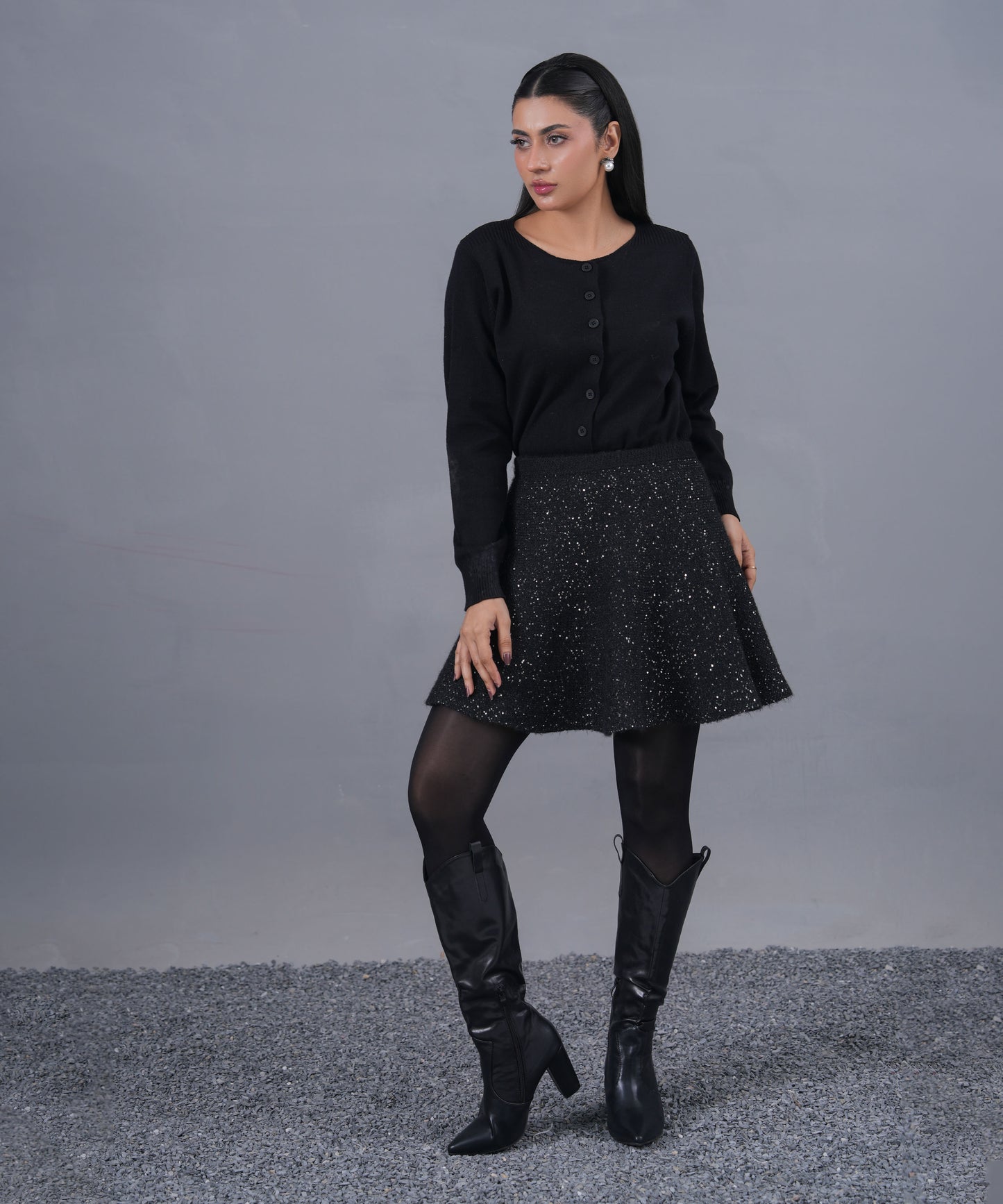 Midnight Sparkle Knit Skirt