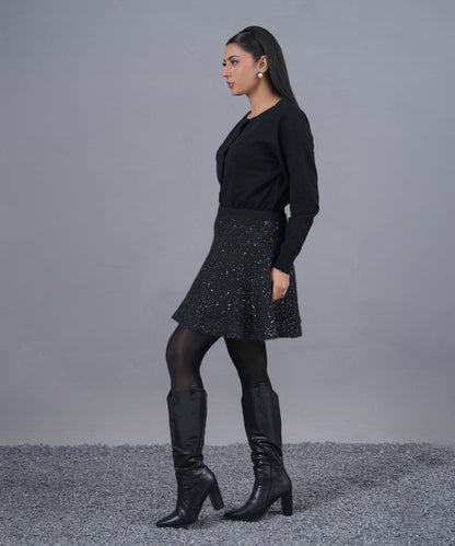 Midnight Sparkle Knit Skirt