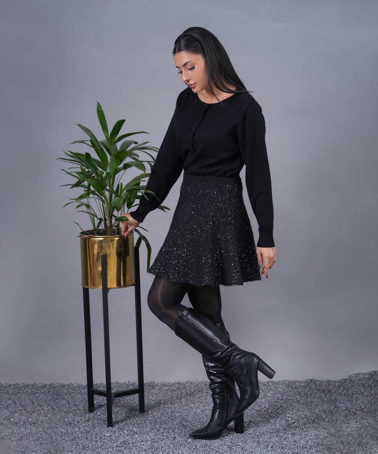 Midnight Sparkle Knit Skirt